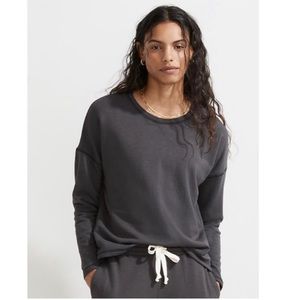 Madewell MWL Superbrushed Easygoing Sweatshirt in Black Coal size xxs